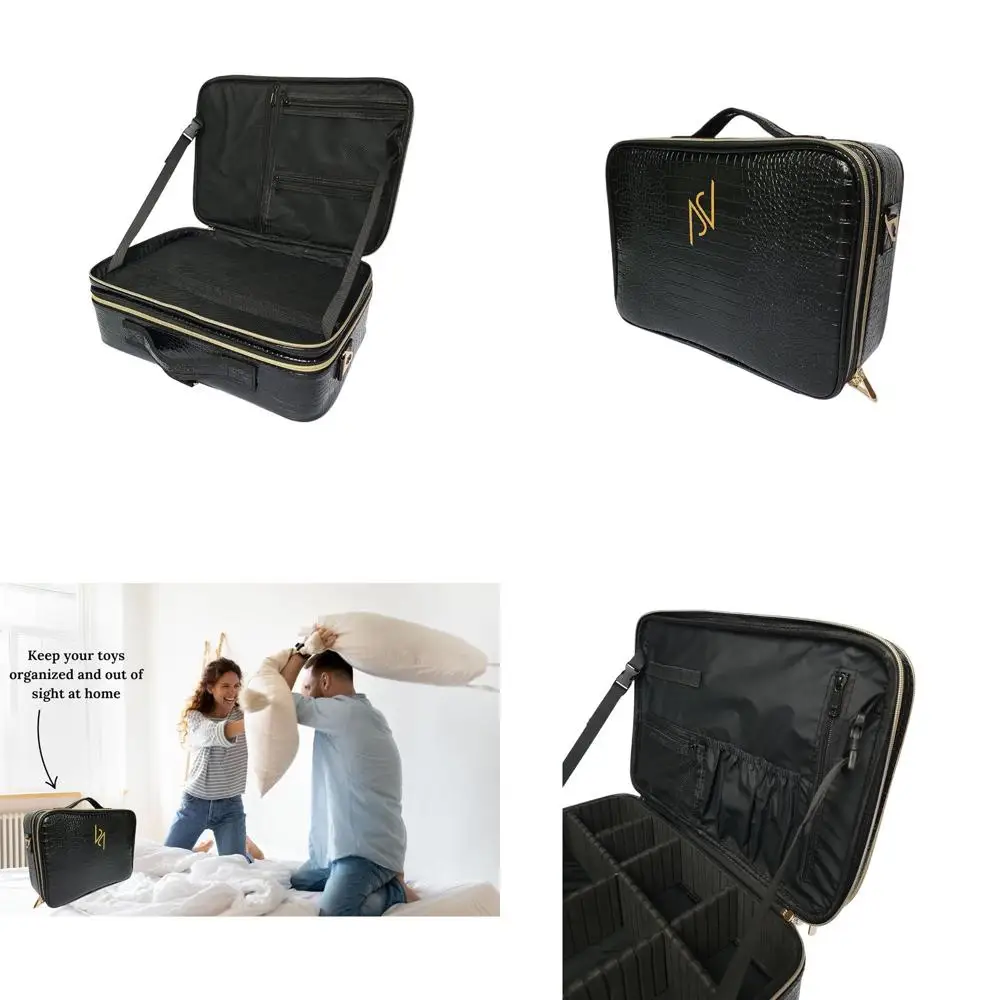 

Чехол-органайзер для игрушек для взрослых с регулируемыми отделениями, незаметное хранилище с запирающимися молниями и органайзером для кабеля