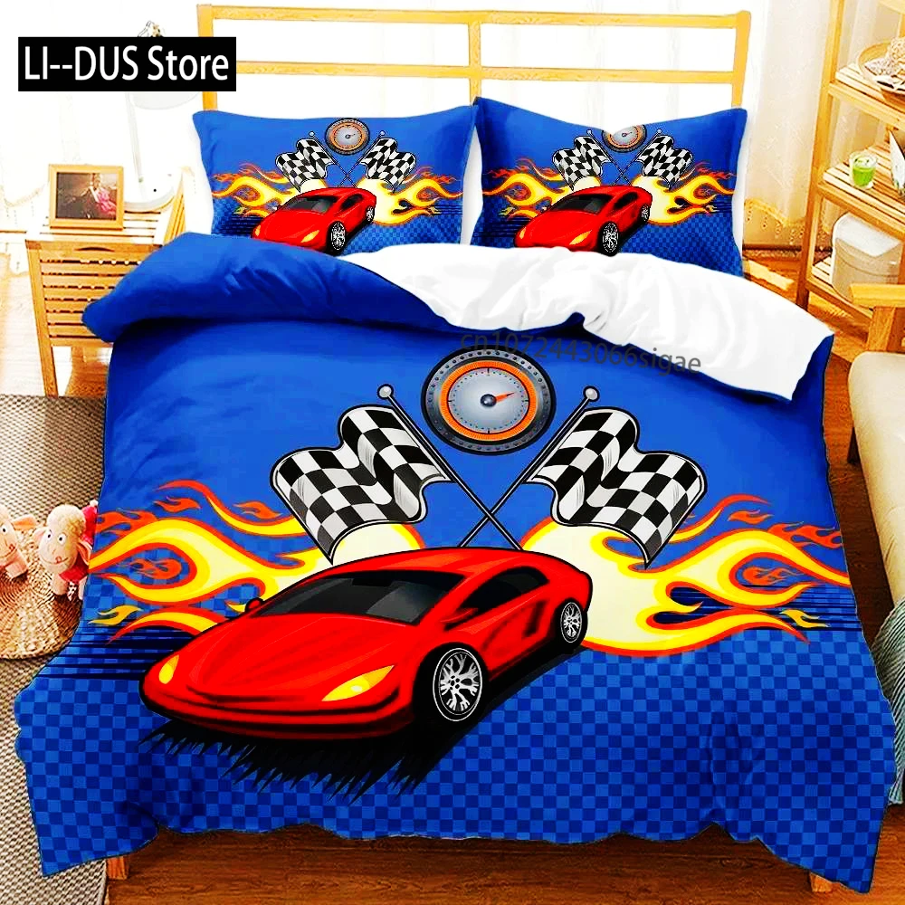 

Race Car Extreme Sports Cool Car Sports Bedding Set Boys Girls Twin Queen Size Duvet Cover Pillowcase Bed Boys Adult