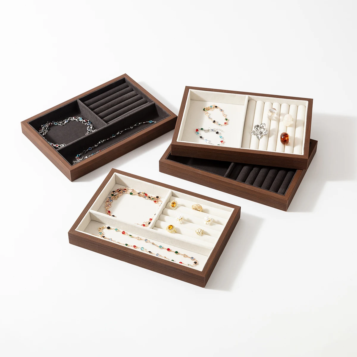 

1 шт., тарелка для демонстрации ювелирных изделий из орехового дерева, легкий роскошный туалетный столик, ящик для хранения ювелирных изделий, ожерелье