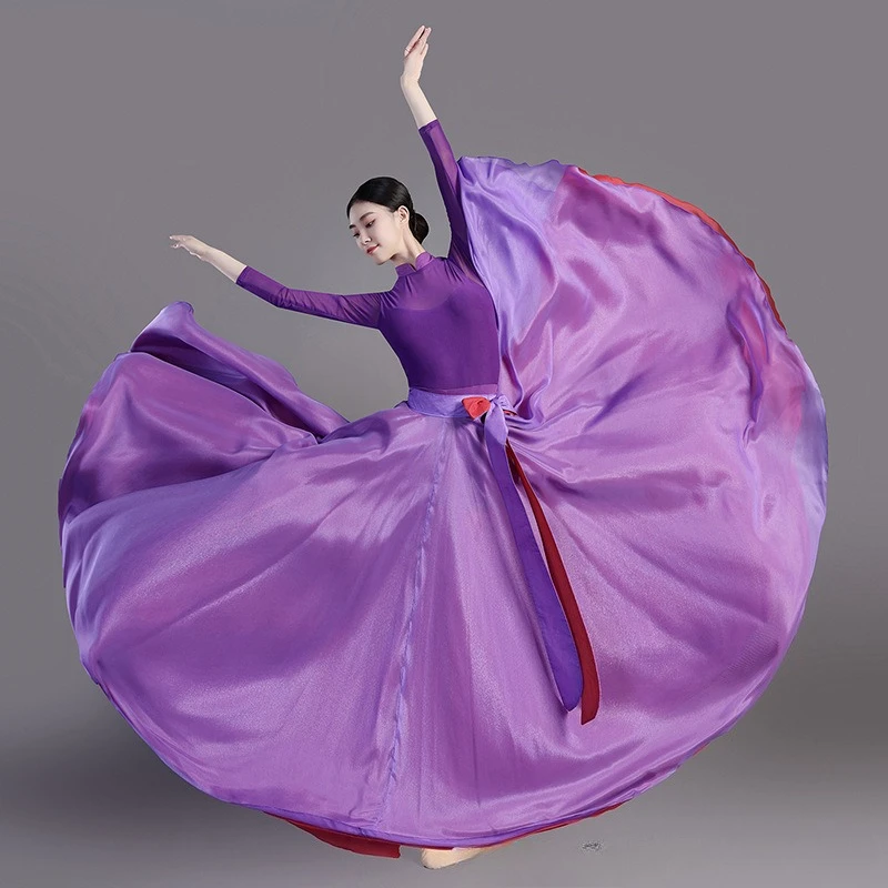 2026 New One-piece Form Double-layer Chiffon Skirts Women's Elegant Square-dance 720-degrees Big-hem Two-sided Wear Maxi Skirts