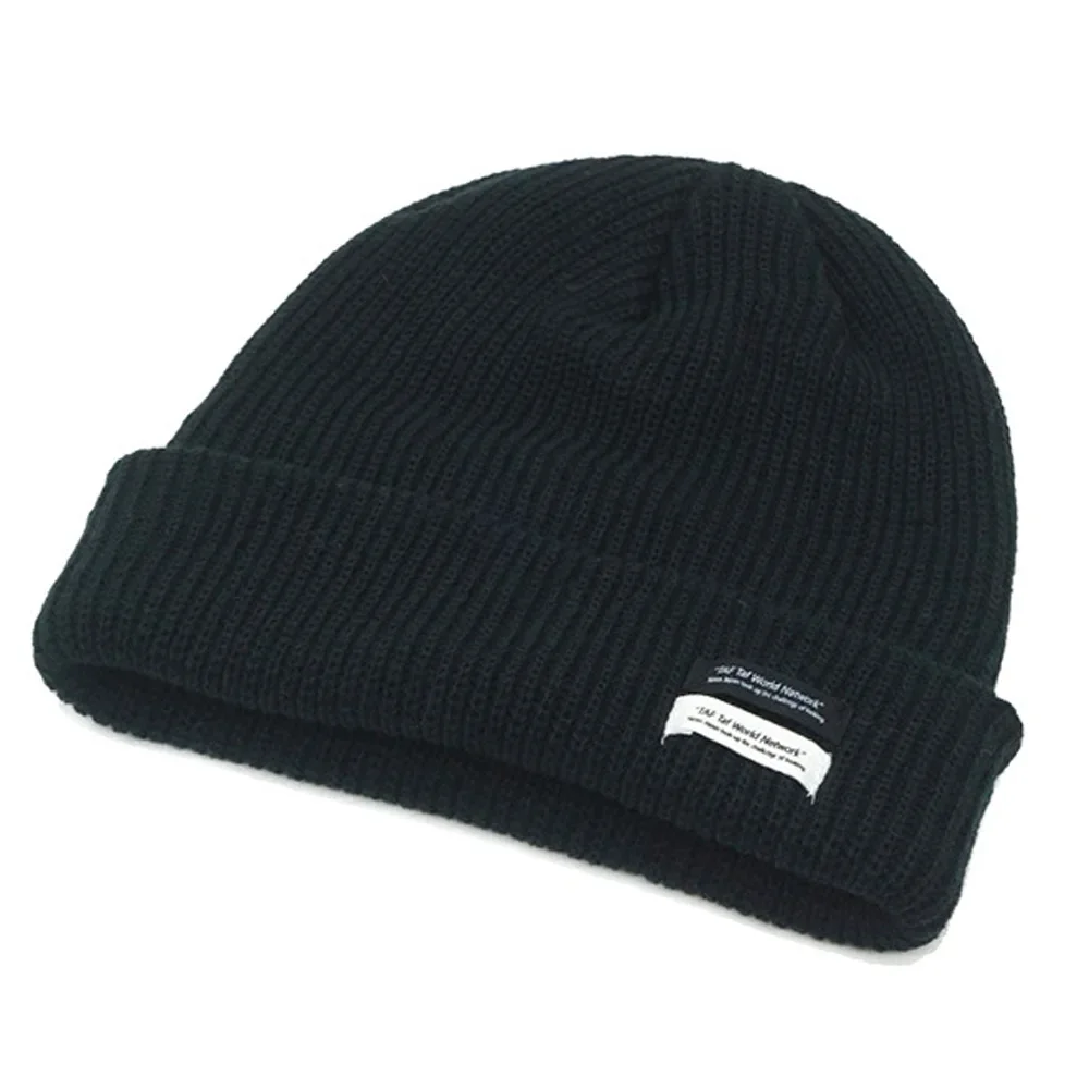 Outono inverno masculino malha com nervuras crânio boné feminino gorro manguito chapéu com tag toque cinza escuro laranja branco preto azul-verde rosa