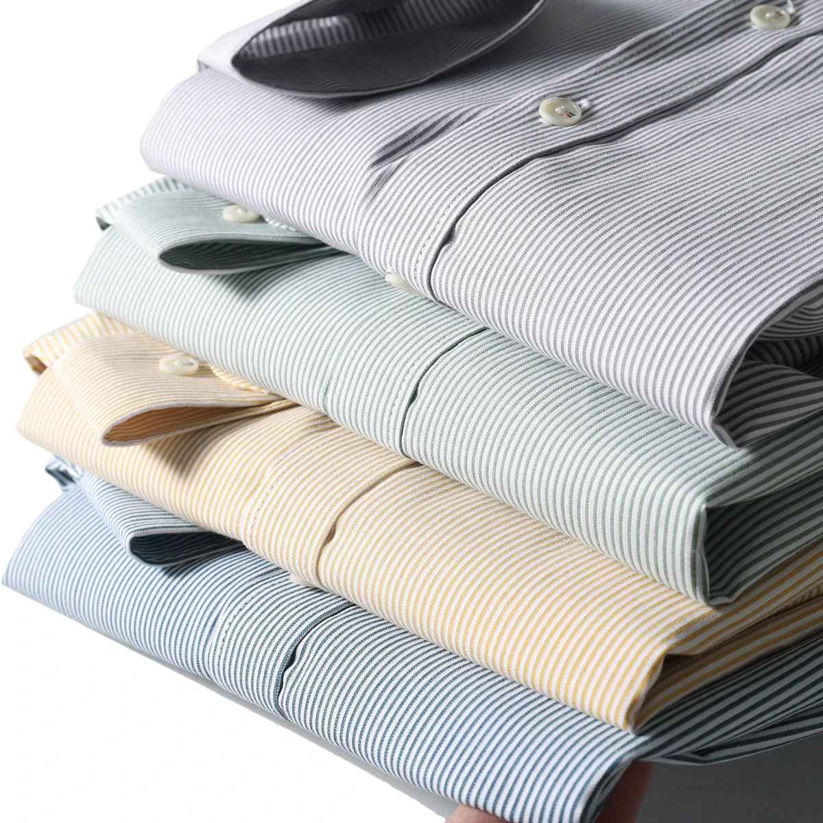 

Classic Busin Stripes Men's Faionable Collared Long Sve Cotton Casual irt Cany Goods New Autumn Sle