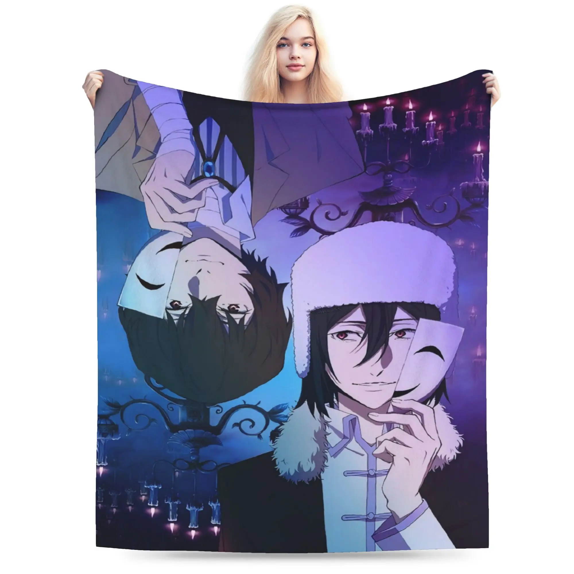 Fyodor D From B-Bungo Stray Dogs Blanket  Airplane Travel Flannel Throw Blanket For Couch Chair Sofa Bed Soft Warm Bedspread