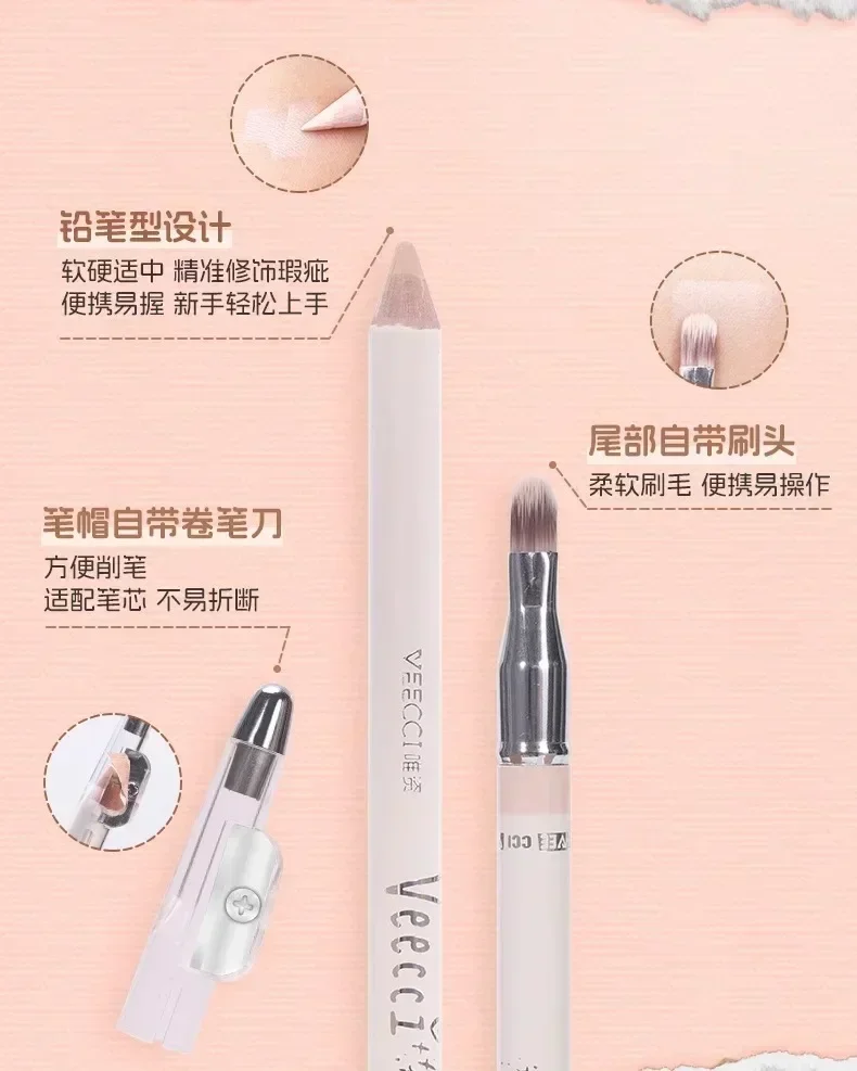 VEECCI Multi-use Concealer Pen Natural Eye Lid To Under-eye Brighten Cover Spot Whith Brush Long-lasting Multi Function Makeup