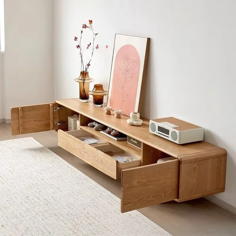 أمريكا الشمالية جميع الخشب الصلب البلوط الأبيض خزانة التلفزيون خشب الكرز غرفة المعيشة خزانة أرضية المنزل #4