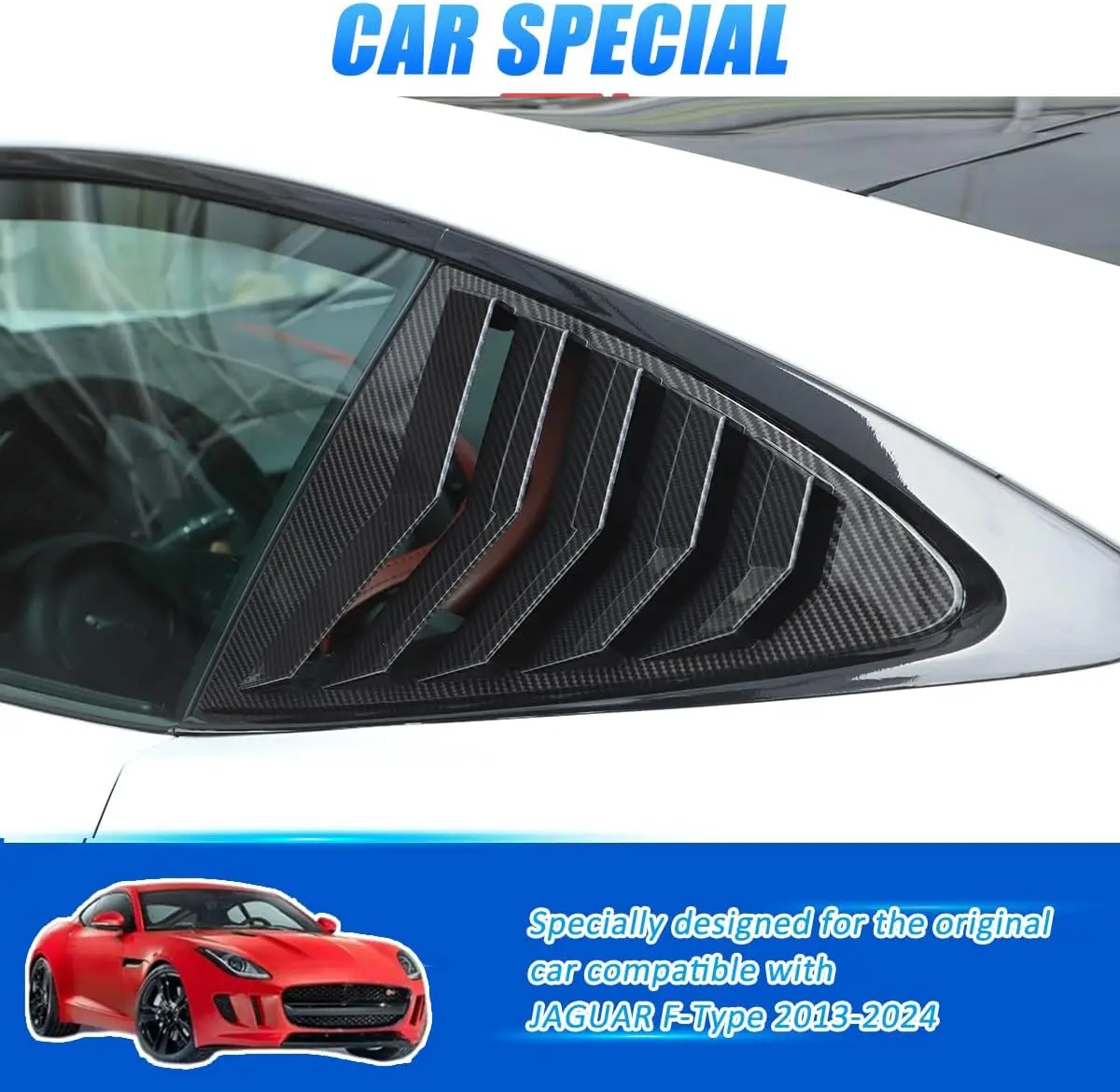 

ABS автомобильные жалюзи заднего бокового окна, накладка жалюзи для Jaguar F-TYPE X152 2013-2024, треугольные жалюзи для окон, аксессуары