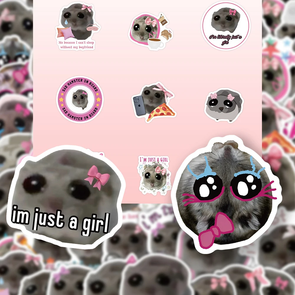 10/30/60pcs Divertente Carino Criceto Triste MEME Del Fumetto Decalcomanie Degli Autoadesivi FAI DA TE di Skateboard Chitarra Del Computer Portatile Bagagli Kawaii Animale adesivo Decor