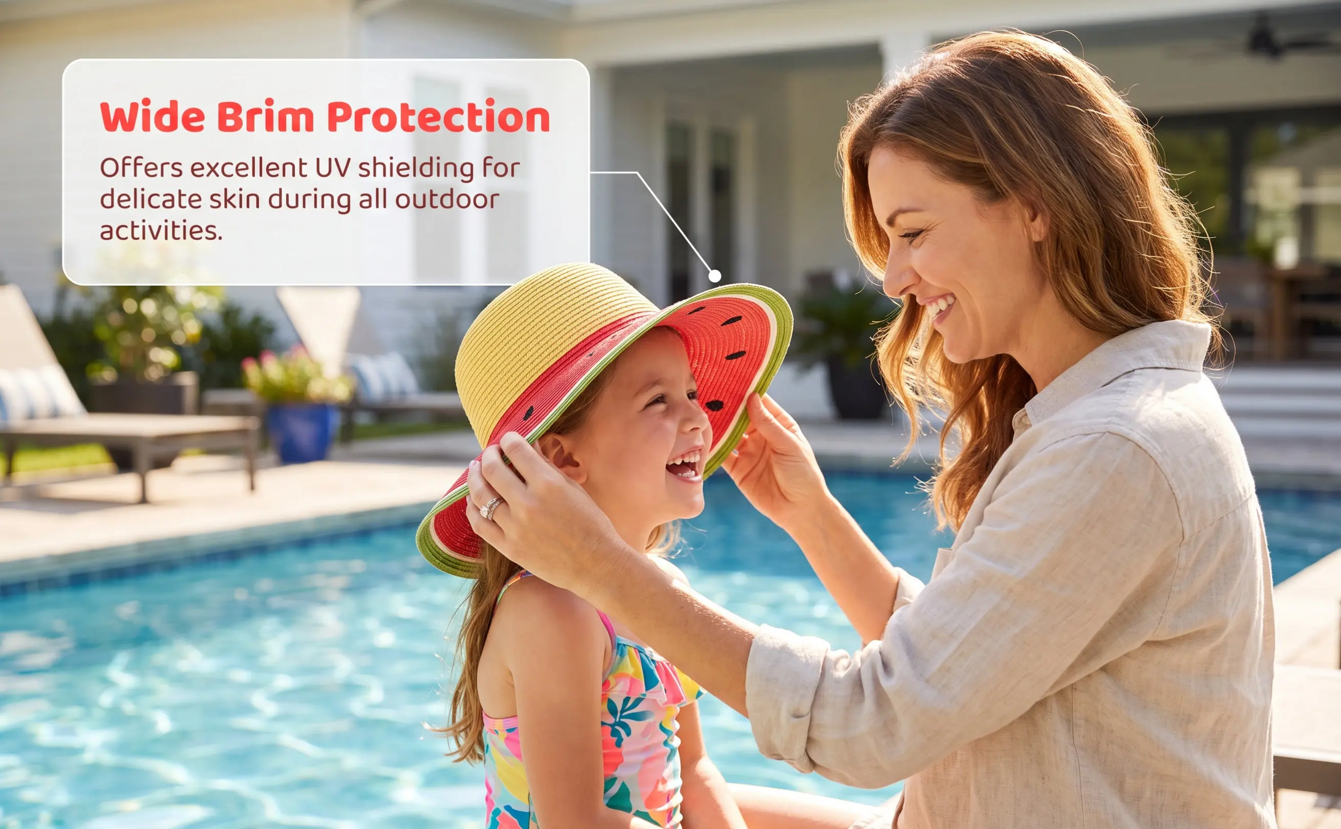 Kids Straw Sun Hat with Wide Brim, Breathable & Foldable UV Protection for Summer Beach and Outdoor Activities view 6
