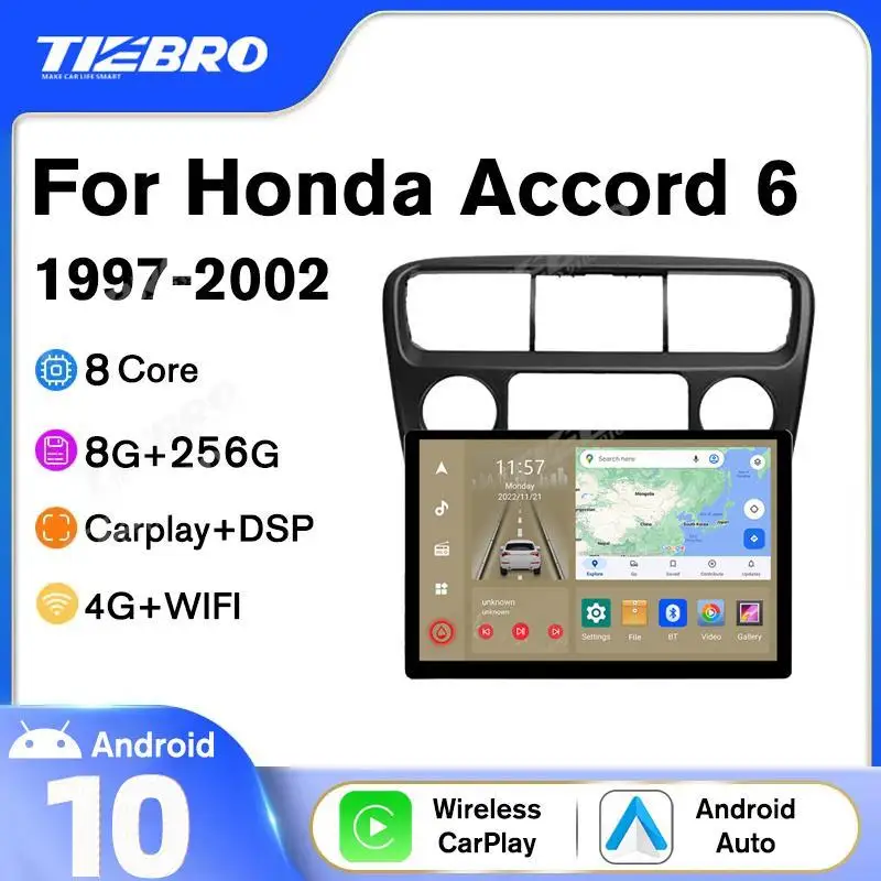 

Tiebro 13 дюймов 1920*1200P Автомагнитола для Honda Accord 6 1997-2002 1998-2003 автостанция Аудио мультимедийный плеер Carplay Android 10