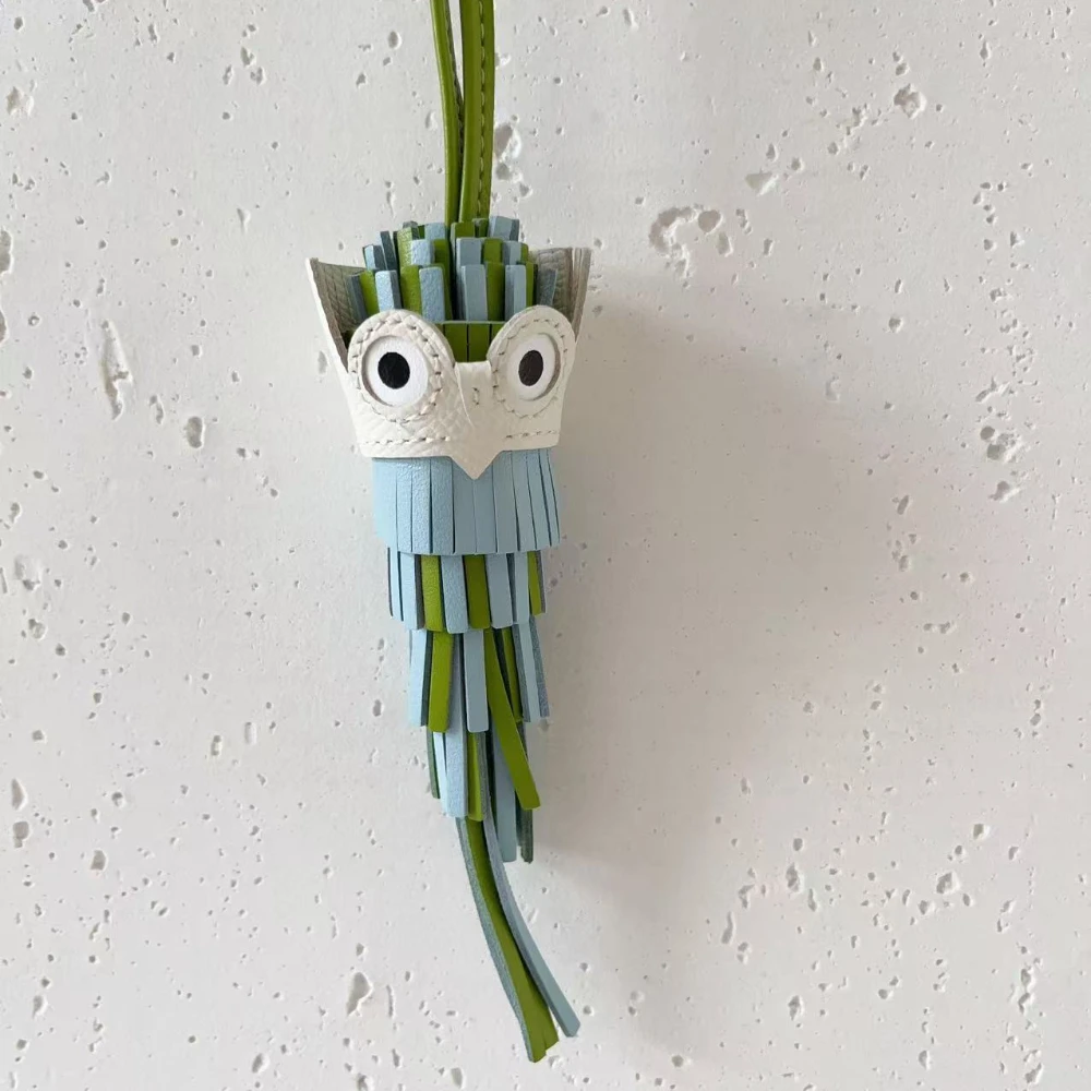 พู่นกฮูกกระเป๋า Charm Chouette ของแท้หนัง Cowhide เย็บมือกระเป๋าจี้พวงกุญแจกระเป๋าอุปกรณ์เสริม Luxury Design