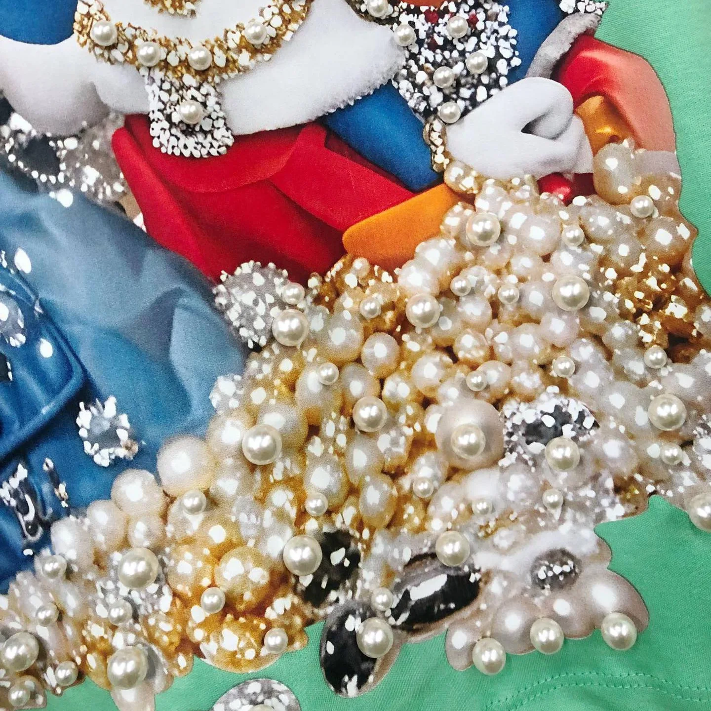 트렌디 한 여름 여성 티셔츠 2025 새로운 달콤한 만화 프린트 느슨한 o 넥 풀오버 탑 비즈 진주 모든 경기 캐주얼 코튼 티셔츠