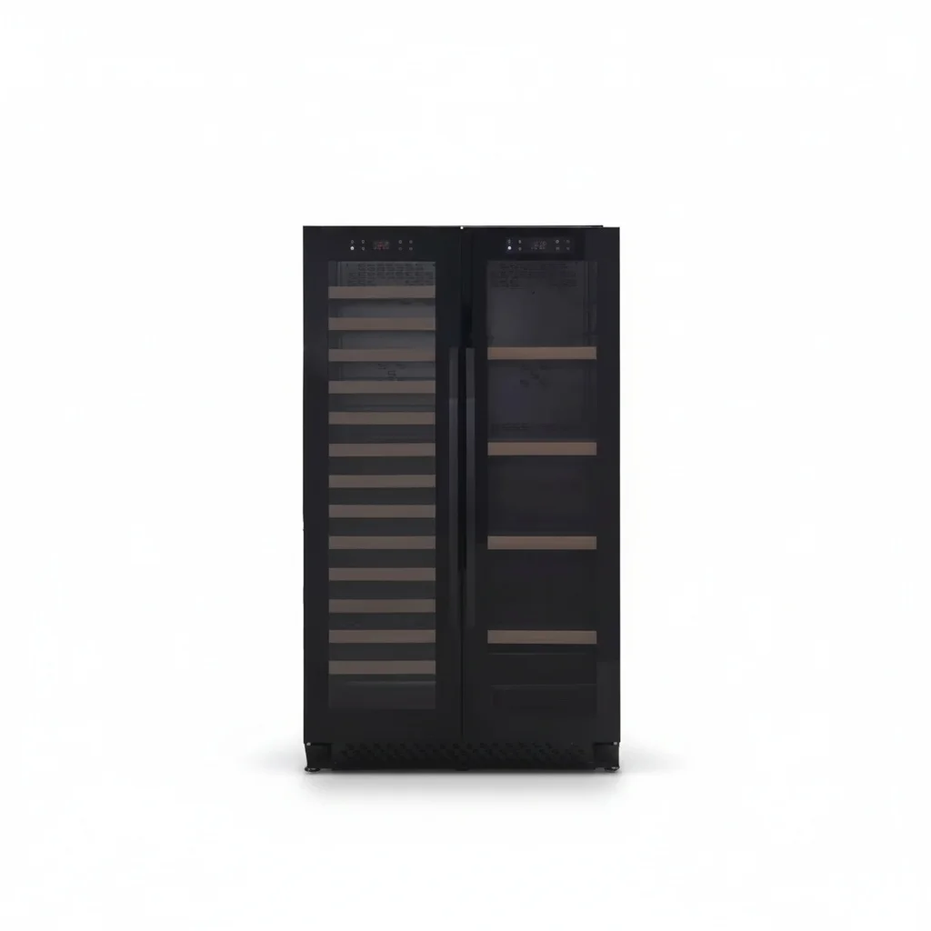 Commercial Wine Cooler, Stainless Steel 35 inch Dual Zone Beverage Refrigerator, Tall Compressor Freestanding Fridge