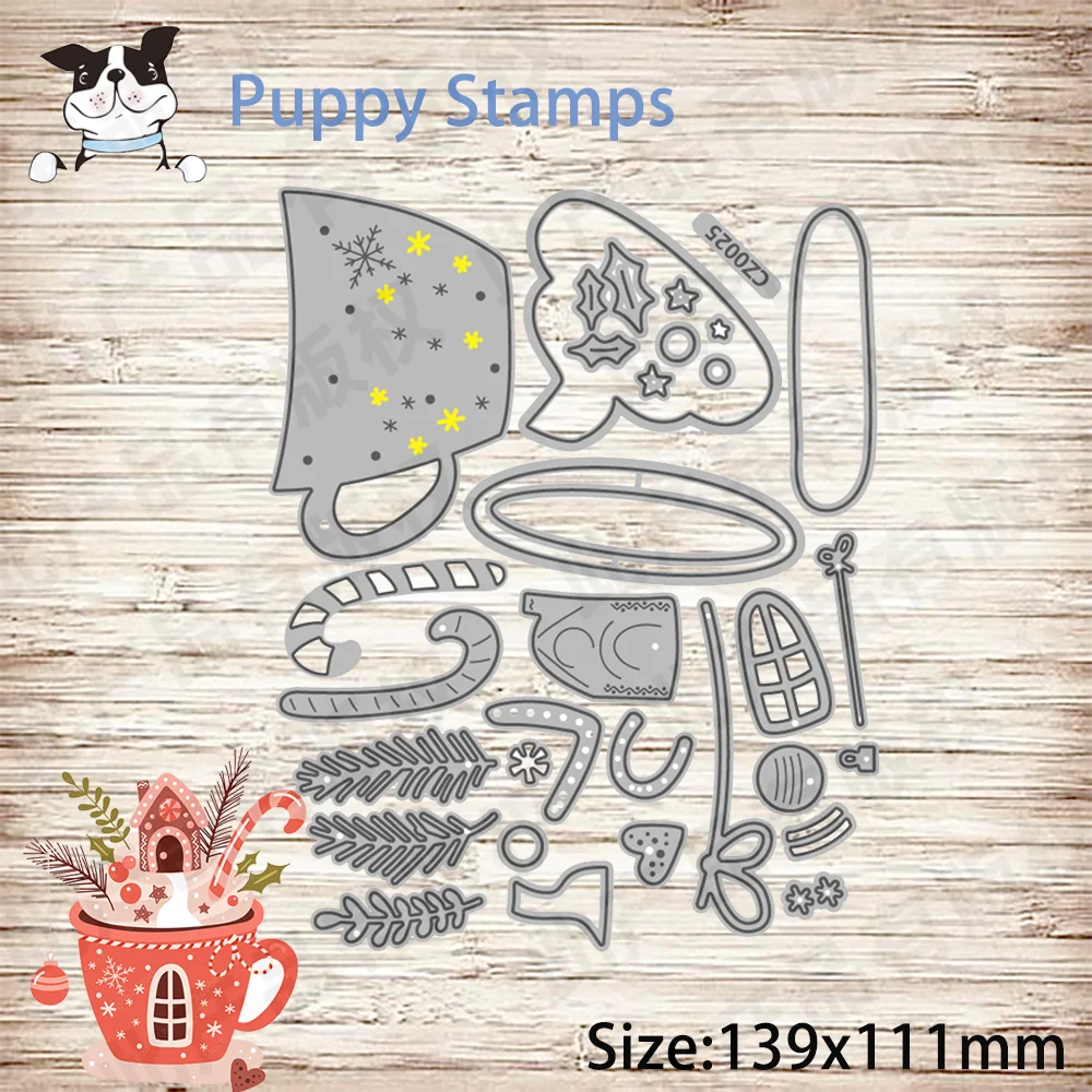 

PUPPY STAMP Christmas House Ice Cream Metal Cutting Dies For DIY Scrapbook Craft Decoration Embossing Template Supplies Card