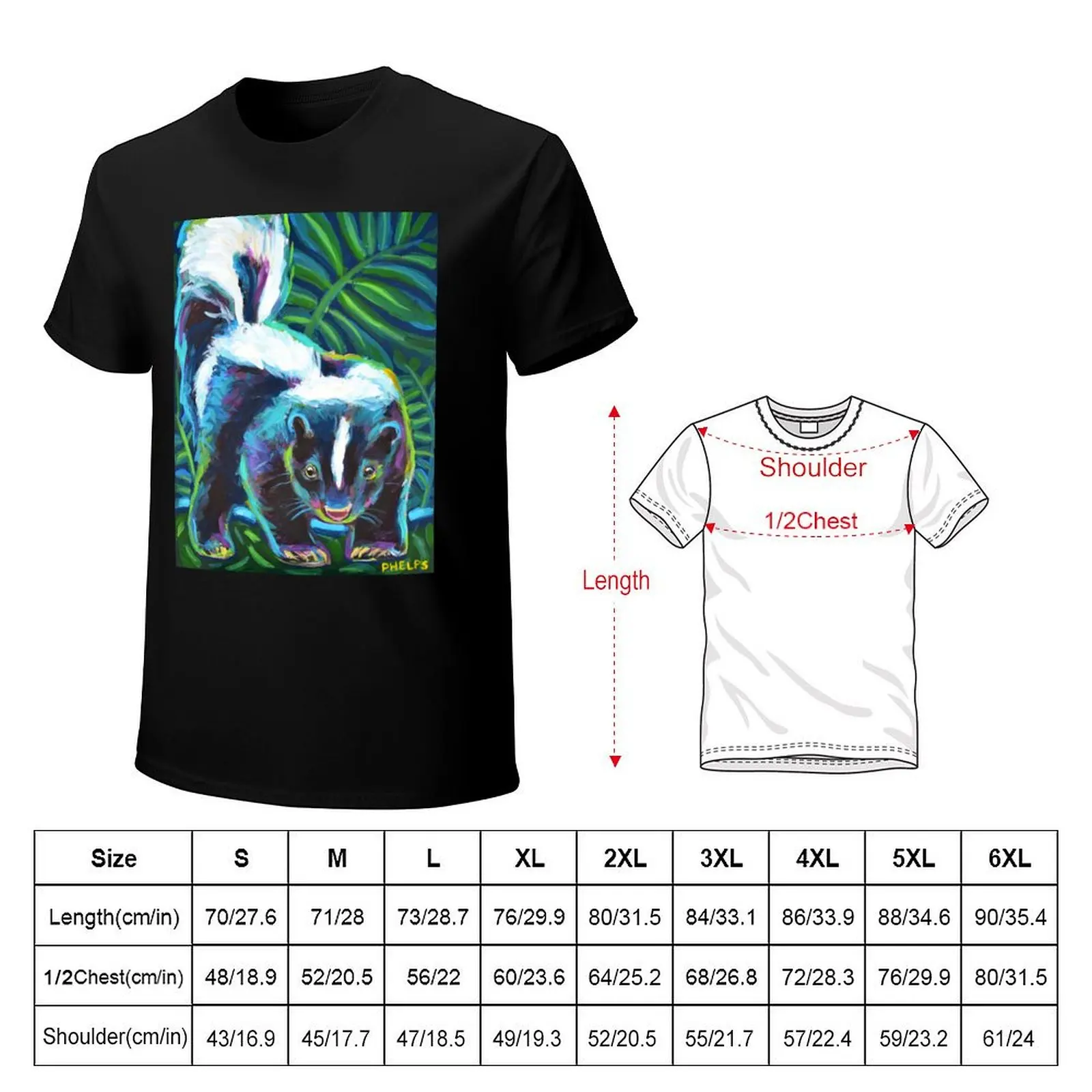 Colorful Skunk Art by Robert Phelps T-Shirt animal prinfor boys quick-drying vintage t shirts shirts graphic tees T-shirt men