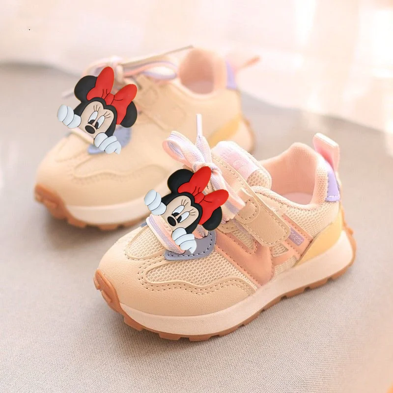 

Обувь для малышей Disney Girl, модная повседневная обувь для мальчиков, детские кроссовки с Микки Маусом, нескользящие кроссовки с мягкой подошвой, разноцветные кроссовки
