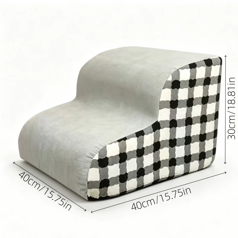 2-Step Soft Pet Stairs For Small Dogs Anti-Slip Flannel Dog Ramp Steps with Removable Cover - view 6