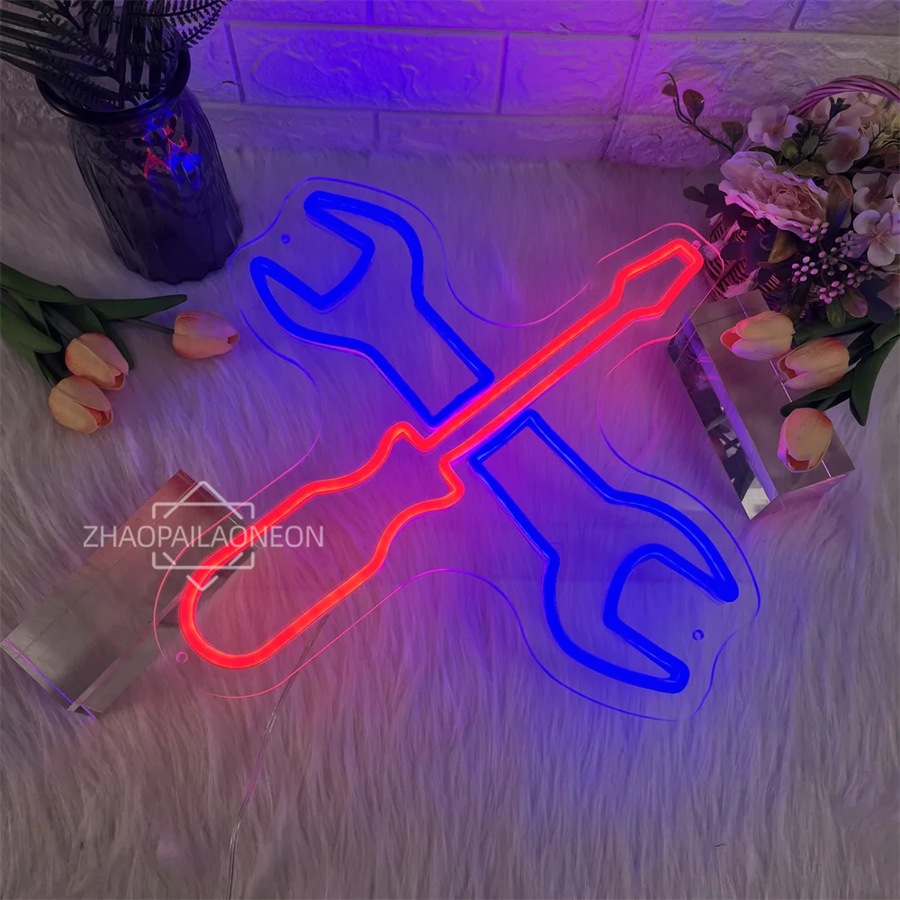 Auto Repair Shop Neon Sign Lights for Tools Room Wall Decor Hardware Shop Open Welcome Sign Neon Led Business Lights USB