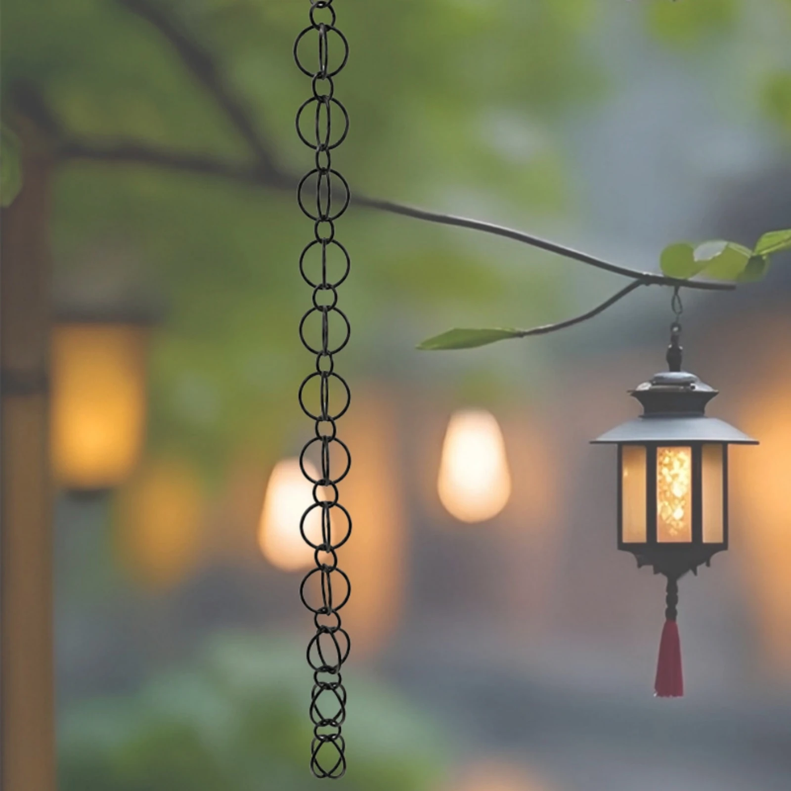 Circular-Style Rain Chain Decorative Rain Chain with Interlocking Rings Drainage Fixture Rust-Resistant Functional