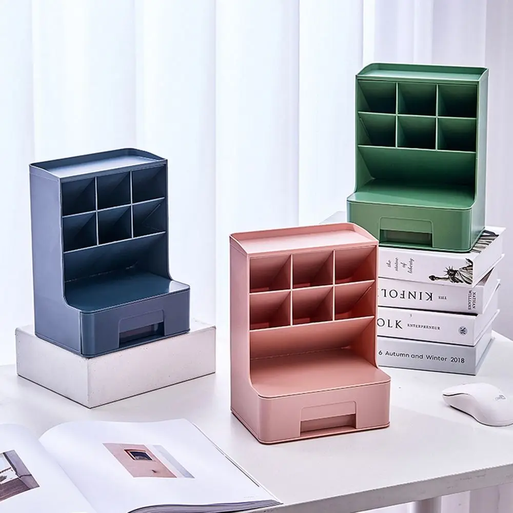 

6-Grid Desktop Storage Drawers Solid Color Drawer Oblique Pen Holder Oblique Insertion Stackable Design Cosmetics Storage Box