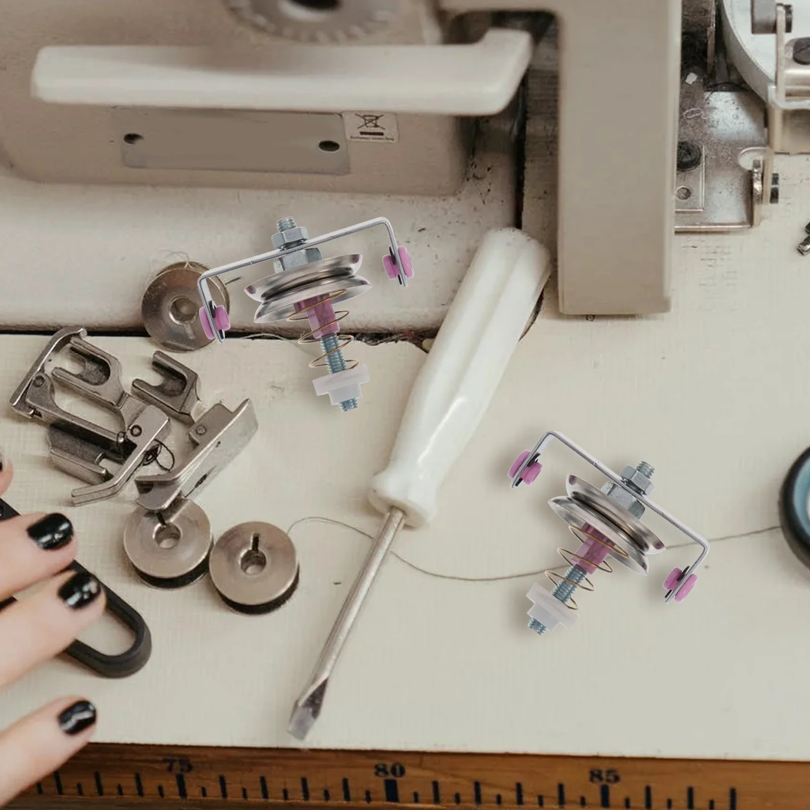 2pcs Tensioner Accessories Weaving Machine Drawing Tool Knitting Winding Wire Sewing Parts Plastic Iron Durable Lightweight