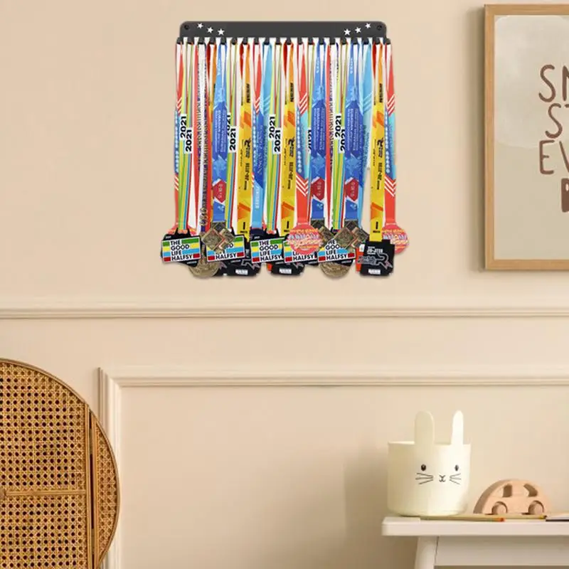 

Award Ribbon Display Rack Wall Mount Badge Rack Iron Trophy Shelf Medals Holder NEVER GIVE UP Medals Display Holder Award Ribbon