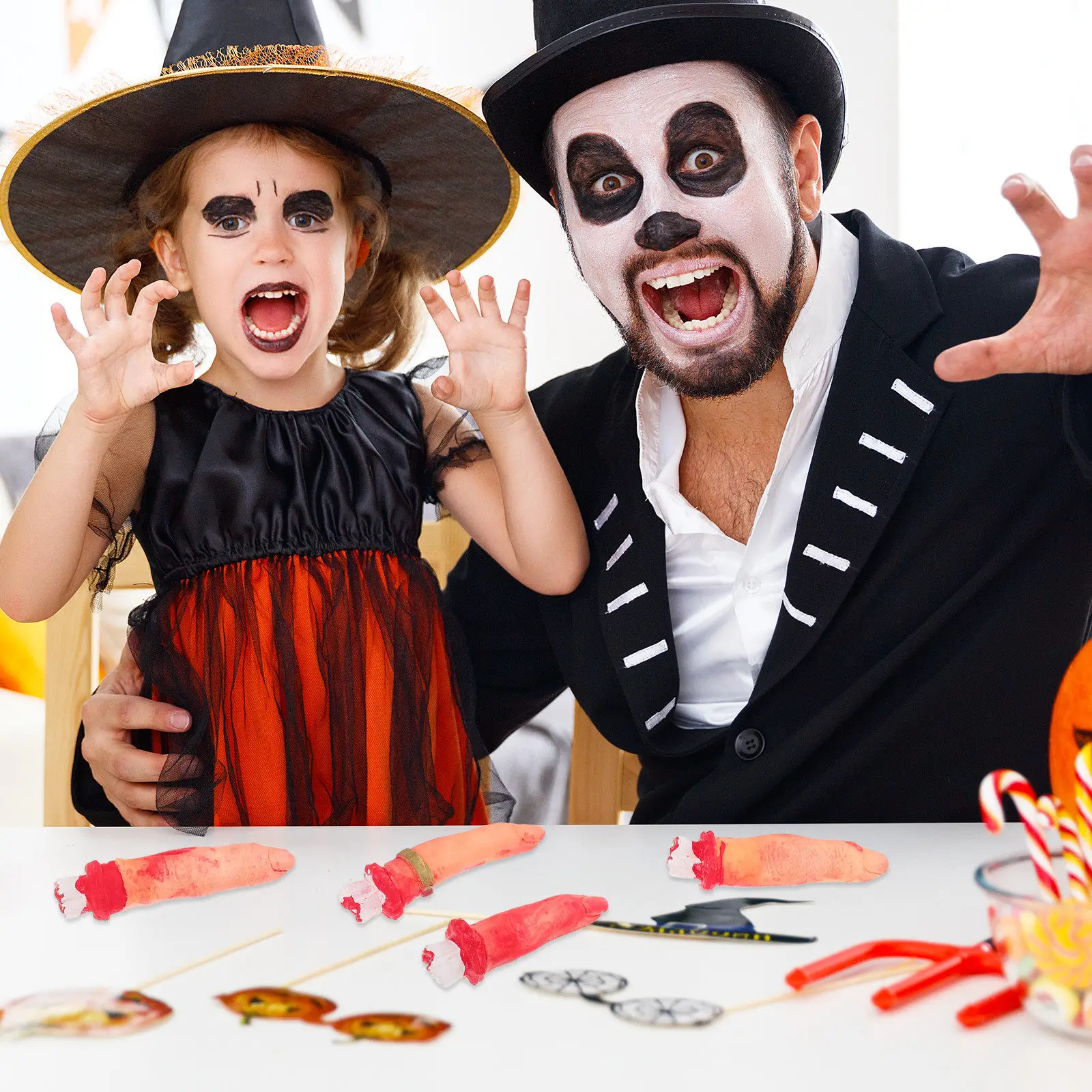 10pcs Severed Bloody Finger Props Realistic Halloween Fake Finger For Haunted House Decoration Party Prank Gag Props