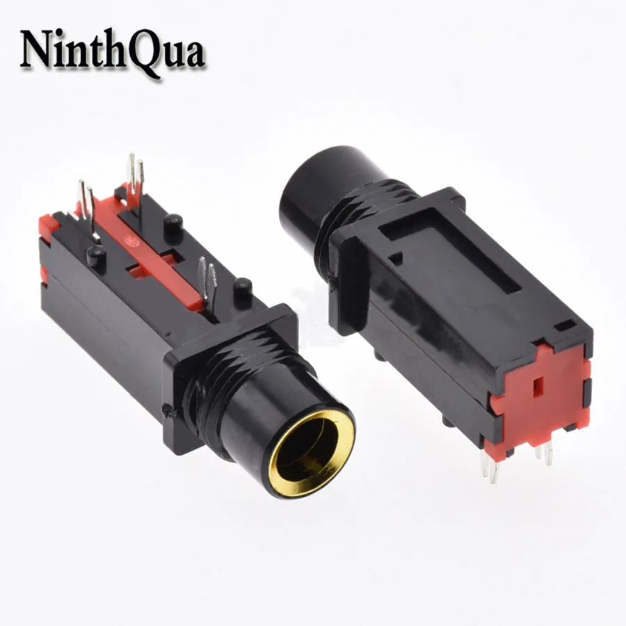 2pcs 6.5mm / 6.35mm 3Pin Female jack 180 Degrees PCB Audio Connector Microphone Adaptor For KTV Mixer Guitar