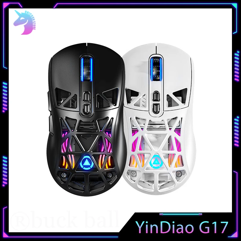 Yindiao G17 Mouse Bluetooth Wireless Mouse 3mode Paw3325 Light Weight Gaming Mouse 10000dpi Game Mouse Rgb Backlit Custom Gift