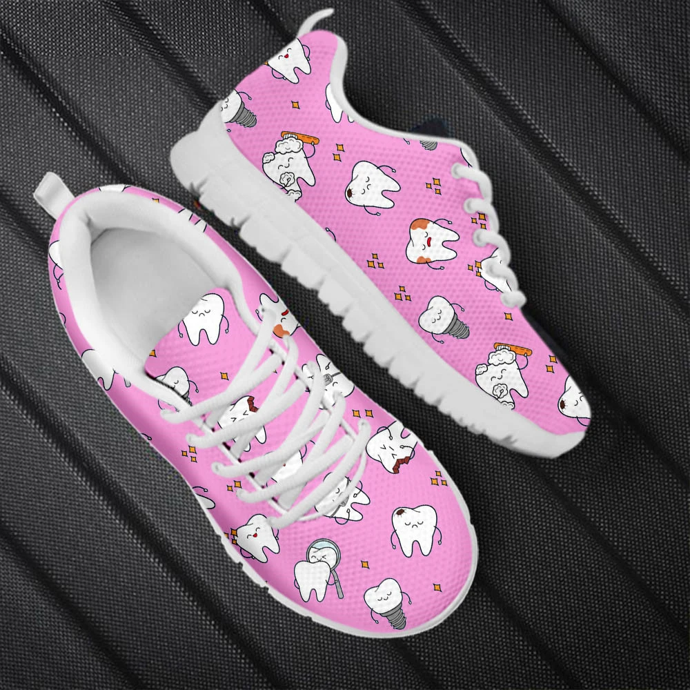 Woman Flats Ladies Sneakers Funny Tooth Dentist Print Female Running Jogging Sport Casual Shoes Lace-Up Women Walking Footwear