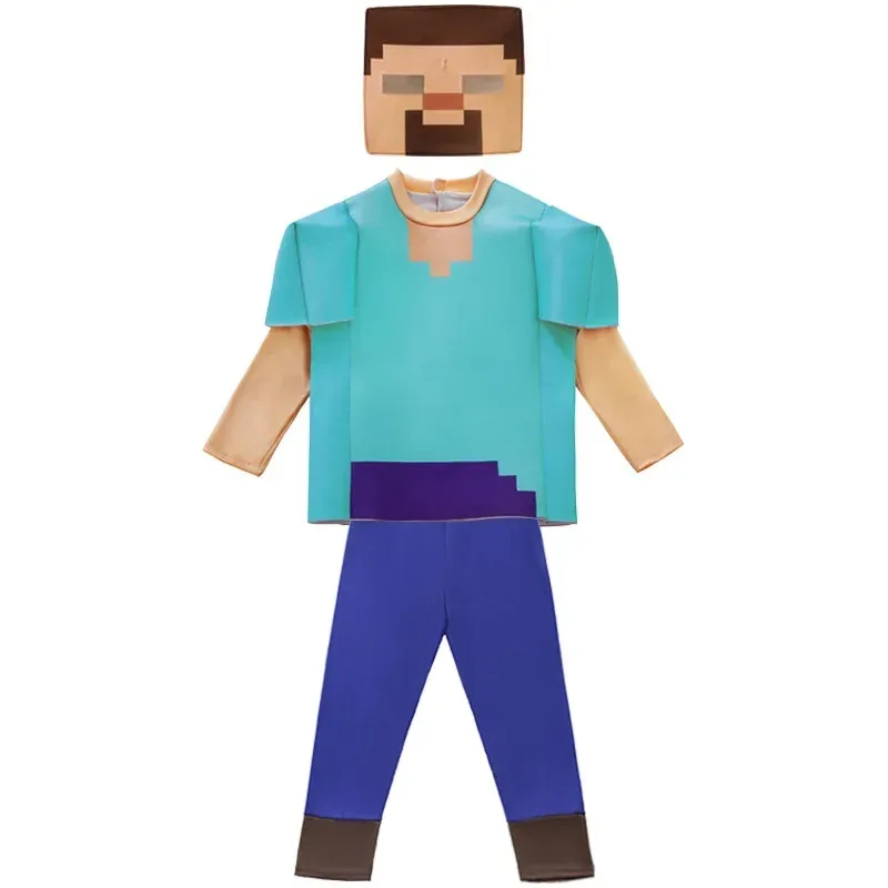 25COSMC My World أزياء تنكرية ستيف أليكس زي علوي سروال قناع مجموعة ملابس الهالوين كرنفال حفلة Mc للرجال والنساء