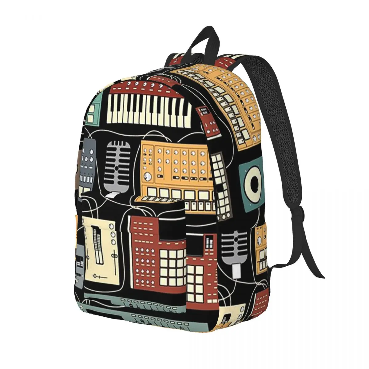 

Electronic Musician Synthesizer And Drum Machine Dj Backpack Daypack Kids BookBag School Bag Shoulder Bags for Boys Girls