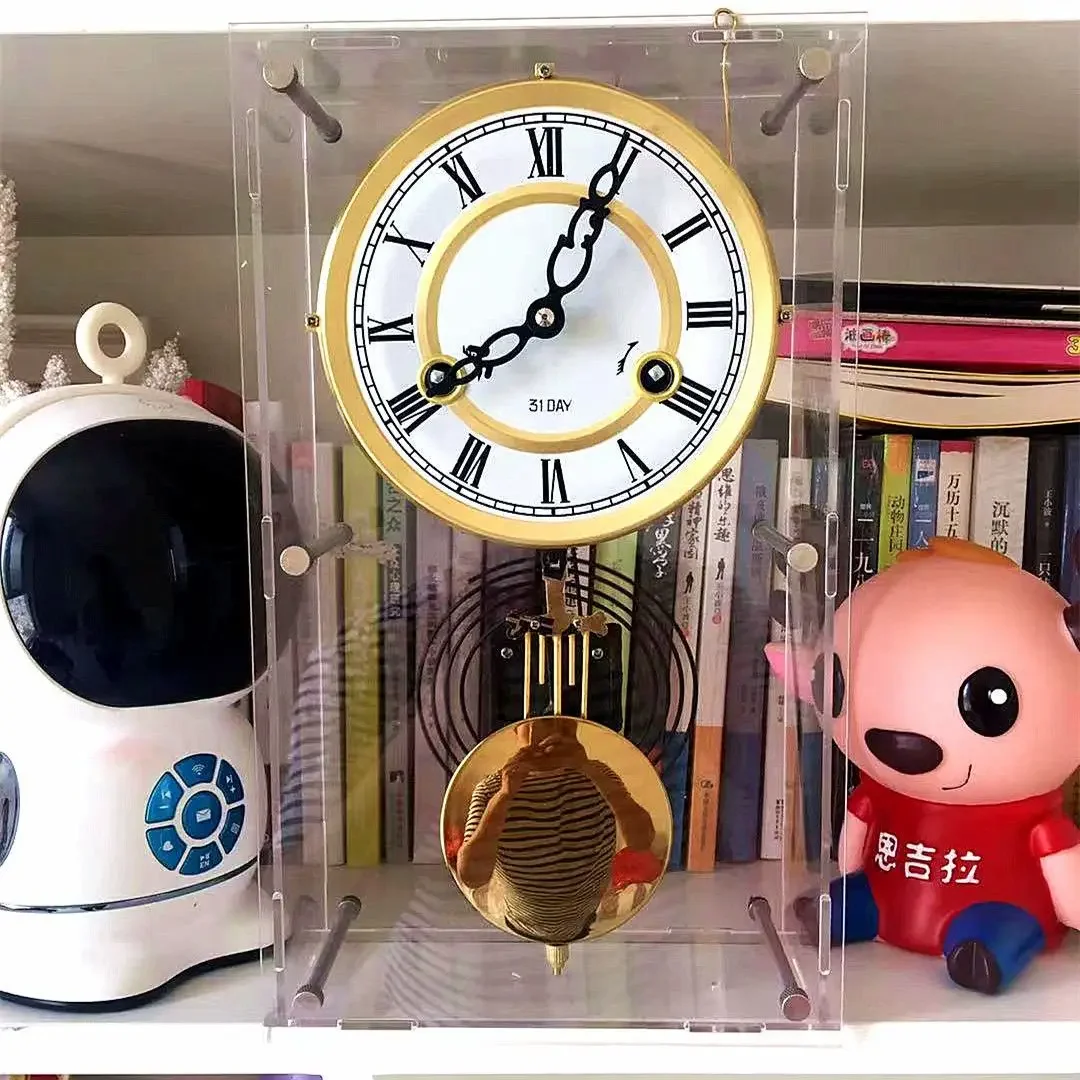 Vintage Mechanical Table Clock Pendulum Wall Clock Luxury Pure Copper Movement Table Watch Desk Clock Bedroom Gift Ideas