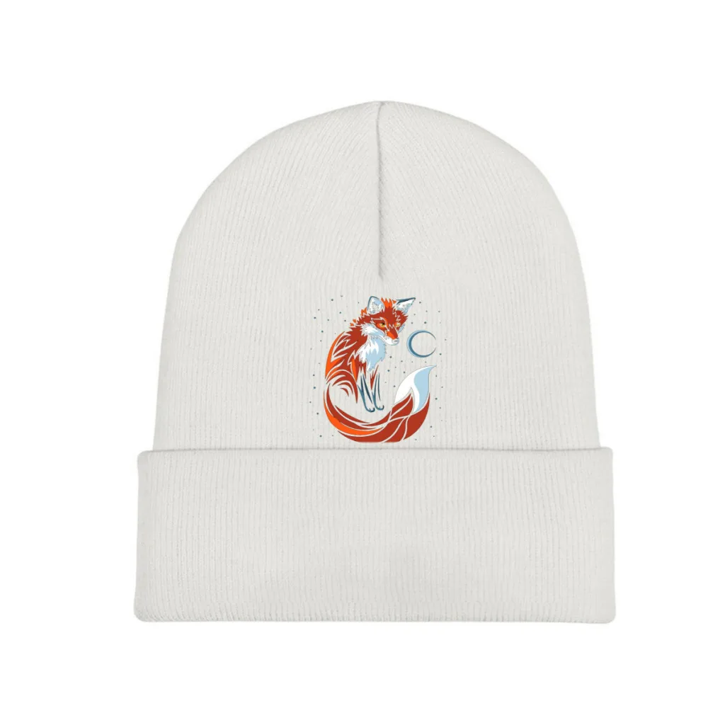 

Space-Fox Knitted Caps for Women Men Beanies Winter Hat Crochet Melon Cap
