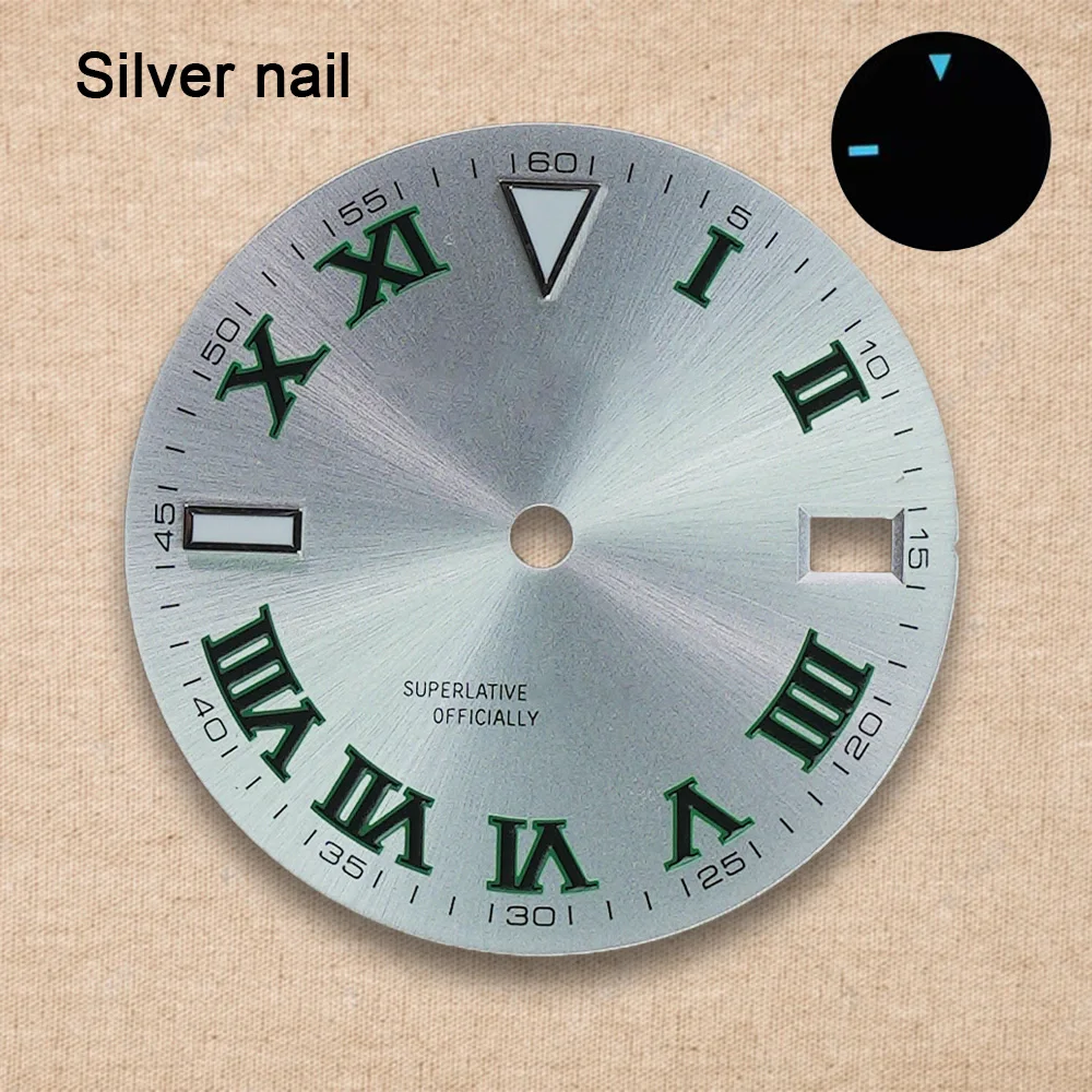 New 28.5mm S Logo Dial NH35 Roman dial Suitable for NH35/NH36/4R/7S Japan Movement Ice Blue Luminous Watch Modification Accessor image 6