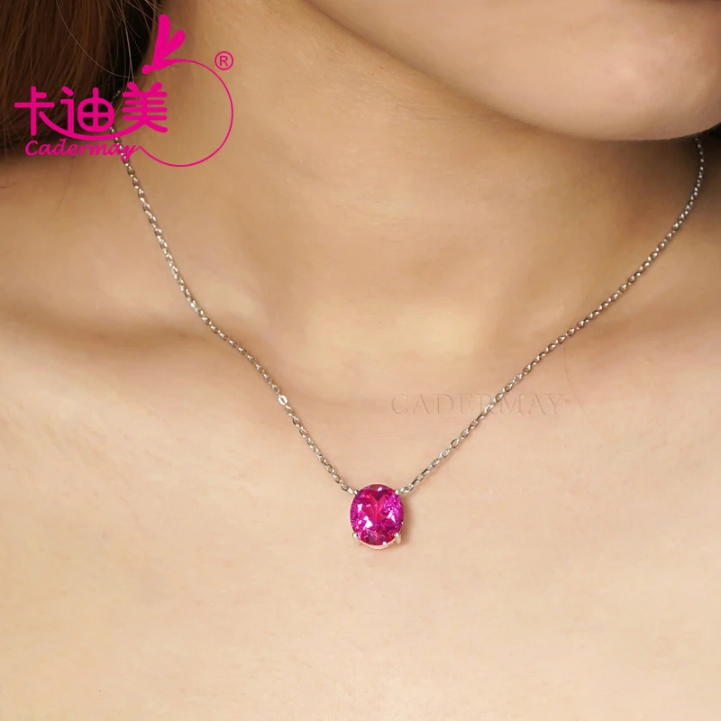 Moissanite Lab Grown Ruby Rose Pink 925 Sterling Silver Plated White Yellow Gold Necklace For Women Jewelry Wedding Anniversary - Image 6