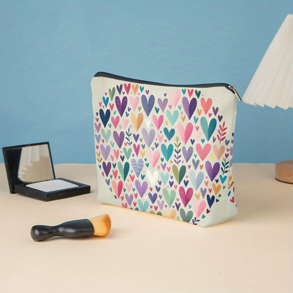 A cosmetic bag with caring patterns-cute multifunctional zipper handbag, jewelry storage bag