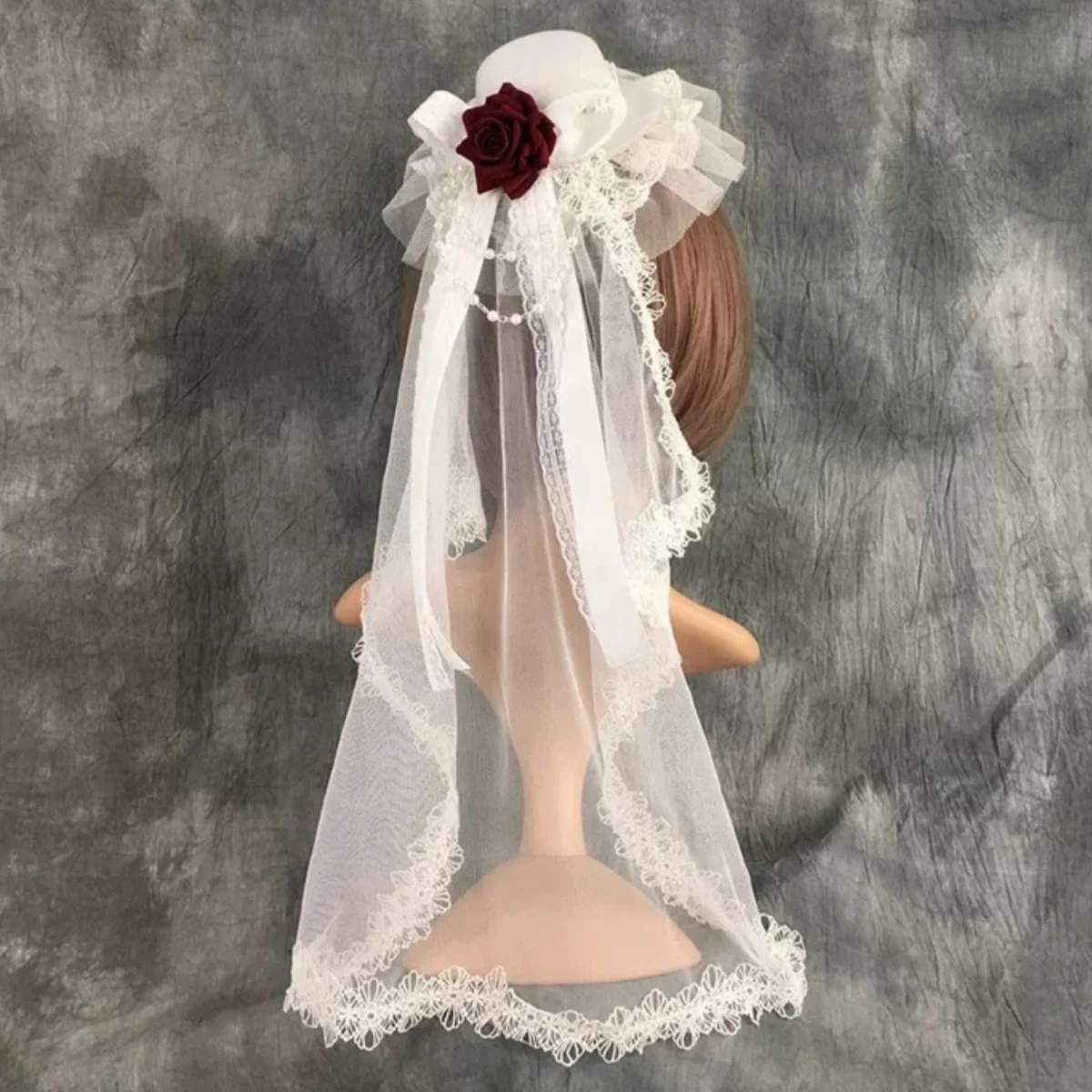 Retro Lace Vintage Bandage Bow Wizard Cap Adult Gothic Lolita Halloween Party Bucket Hat Decor Gift Cosplay Costume