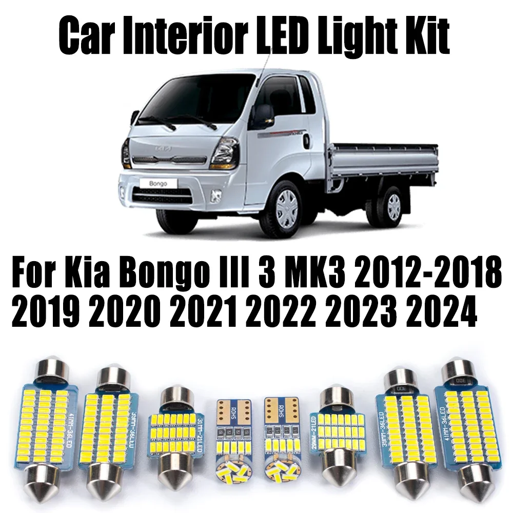 8 pçs para kia bongo iii 3 mk3 2012- 2022 2023 2024 veículo led interior mapa cúpula luz kit acessórios do carro lâmpada de leitura canbus