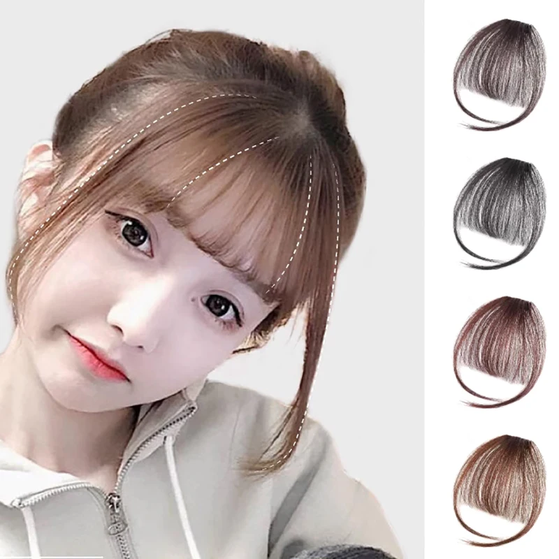 '1Pc Fake Invisible Synthetic Bangs Front Fringes Clip In Hair Pieces Air Bangs Fiber Good Hair Styling Accessories Hairpieces.