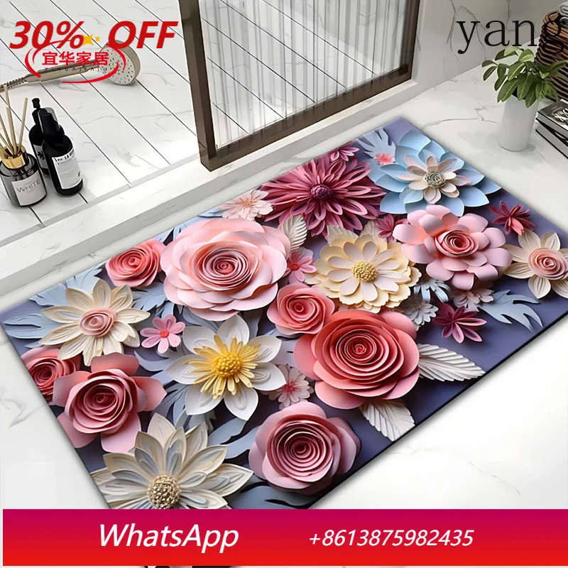

Yjq flower three-dimensional diatom mud absorbent floor mat bathroom flower 3d quick-drying non-slip foot mat