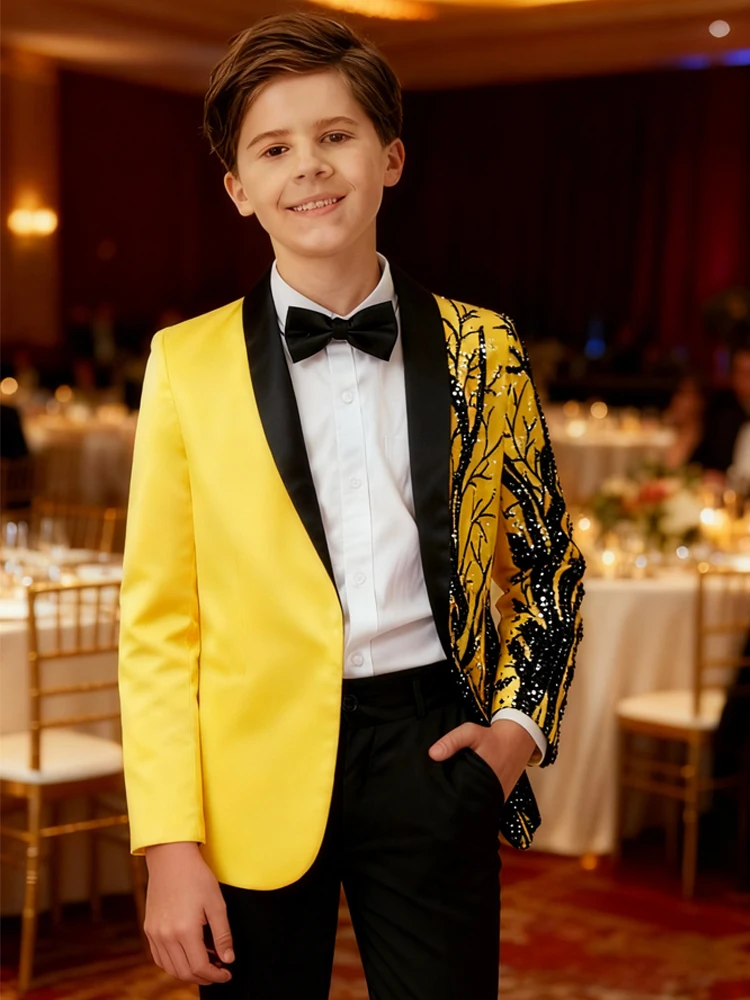 

Children's gradient Sequin suit Boys Dress Catwalk Costume Sequins Small Host Stage Model Handsome Children's Clothing jacket