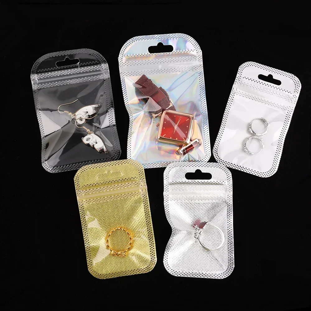 50Pcs Transparent Self Sealing Bags Resealable Pouch Jewelry Packaging Storage Earrings Rings Necklace Display Plastic Bag