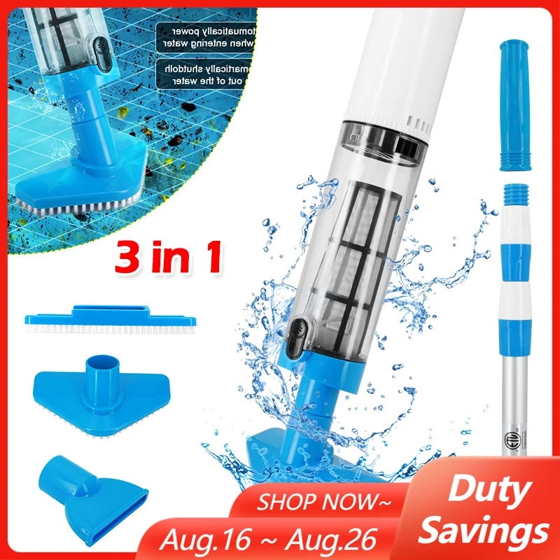 Aspirador de pó de piscina recarregável portátil sem fio 3 em 1 para spas banheiras de hidromassagem piscinas pequenas com detector de imersão automático
