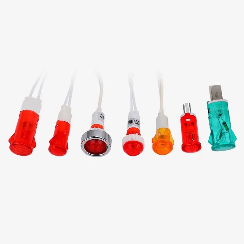 XD10-6 XD10-7 MDX-11A/14A Indicator Lamp with Wire Freezer Small Plastic Power Supply Work Signal Lamp AC220V Red/Yellow/Green