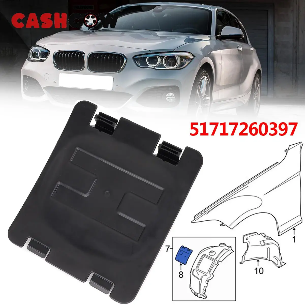 CASHCOW 51717260397For BMW 1 2 3 4 Series Front Wheel Fender Liner Access Panel Bulb Cover F20F30 F23 F31F810F34 F32 F82 F33 F83