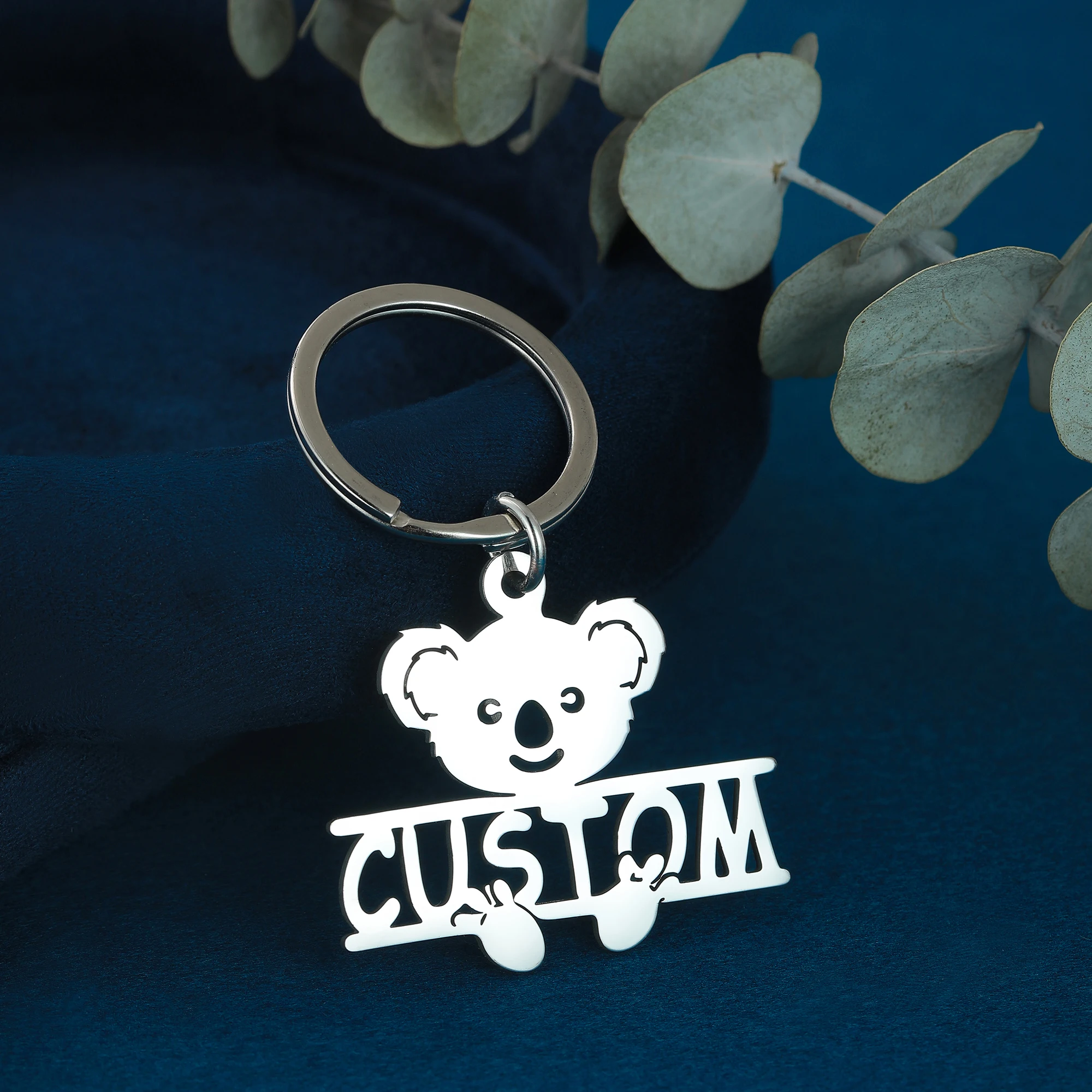 Cute Animal Keychain Custom Name Australian Koala Pendant Keyring Personalized Stainless Steel Men Women Jewelry Keepsake Gift