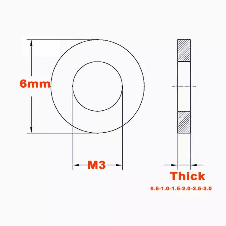 3/5Pcs Aluminum Washer M3x6mm Thickness  0.25/0.5/1/1.5/2/2.5/3mm Colourful Anodized 6061 Aluminum Alloy Flat Washers Gasket