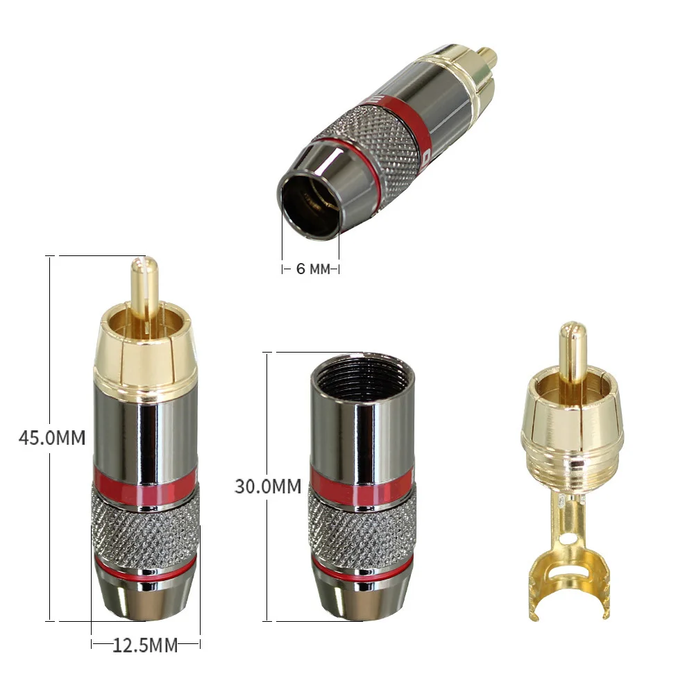 Musik klang 2/8/24pcs RCA-Anschluss stecker HiFi 24 Karat vergoldeter RCA-Anschluss buchsen adapter für 8mm Audio-und Video-Lautsprecher kabel