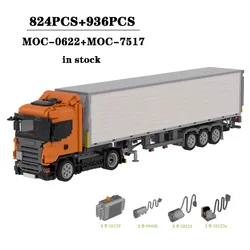 Building Blocks MOC-0622 Truck Trailer Head MOC-7517 Truck Carriage Construction Model Children's Birthday Gifts Christmas Toys