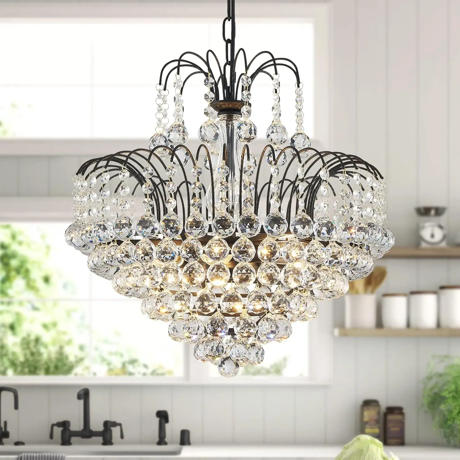 

Crystal Chandelier Pendant Flushmount Ceiling Light Modern Lighting Fixture for Bedroom Hallway Bar Kitchen Bathroom